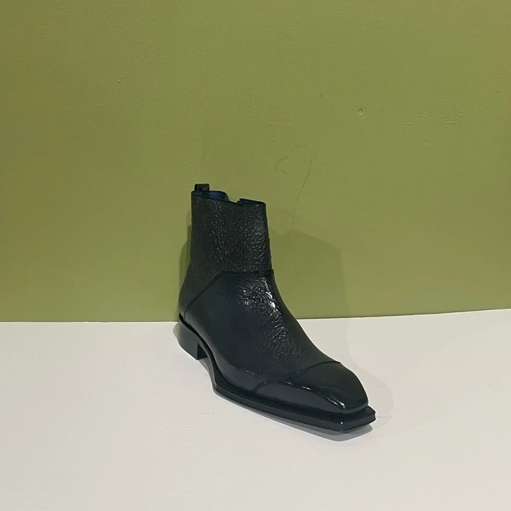 Emilio Franco boot charcoal leather calf captoe side zipper